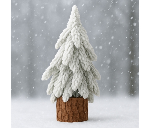 Decorative Artificial Christmas Tree on a Trunk Covered with Snow 30 x 10 cm