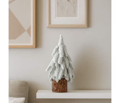 Decorative Artificial Christmas Tree on a Trunk Covered with Snow 30 x 10 cm