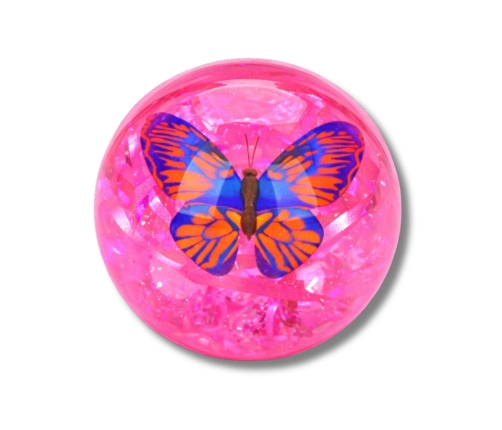 Elastic Rubber Bouncing Ball Confetti Butterfly Glow Mix 9 cm