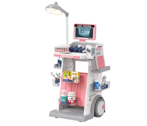 Doctor Dentist Set Medical Cart Lights Pink 26 pcs.