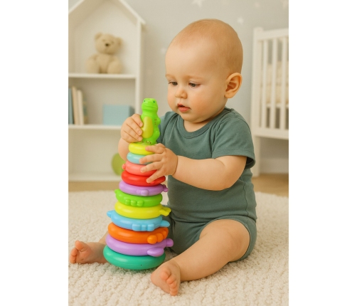 Educational Pyramid Puzzle Dinosaur Figure Stickers 12 Levels