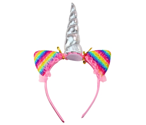 Set of Unicorn Headband, Ears, Horn, Necklace, Colorful