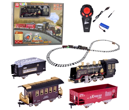 Remote Controlled Train Locomotive RC Lights Sounds Smoke 22 pcs.