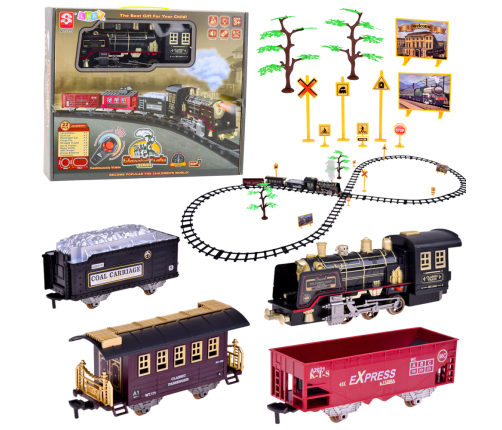 Remote Controlled Train Locomotive RC Lights Sounds Smoke 22 pcs.