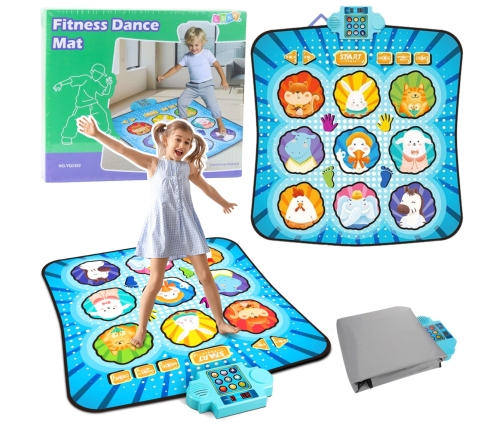 Interactive Dance Mat Animals LED Lights Music Blue