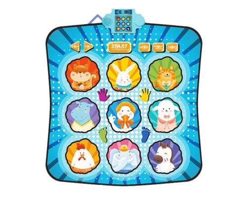 Interactive Dance Mat Animals LED Lights Music Blue