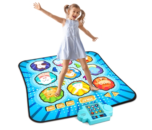 Interactive Dance Mat Animals LED Lights Music Blue