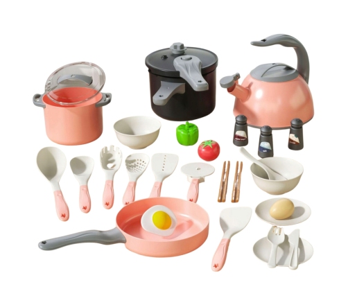 Kitchen Set Pots Cooking Accessories Food Pink 32 pcs.