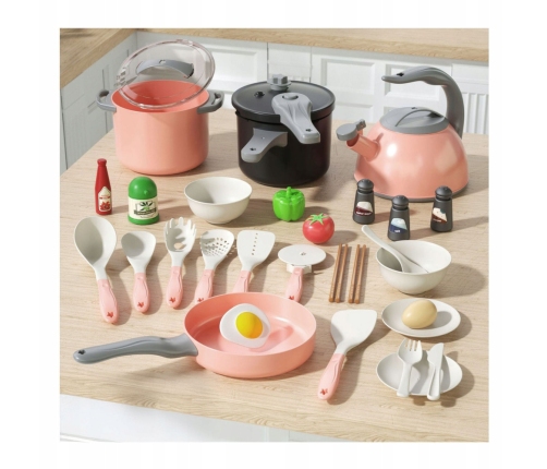 Kitchen Set Pots Cooking Accessories Food Pink 32 pcs.