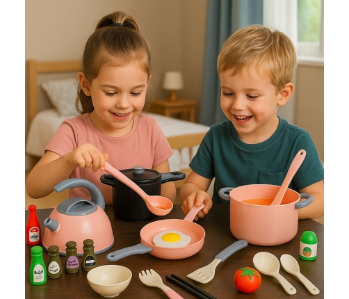 Kitchen Set Pots Cooking Accessories Food Pink 32 pcs.