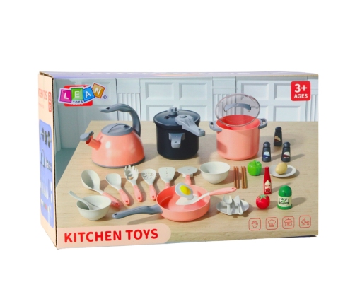 Kitchen Set Pots Cooking Accessories Food Pink 32 pcs.
