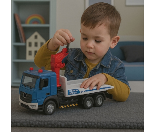 Tow Truck with Tow Truck Metal Cabin Lights Sounds