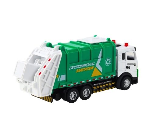 Garbage Truck For Kids Metal Cabin Bin Lights Sounds Green