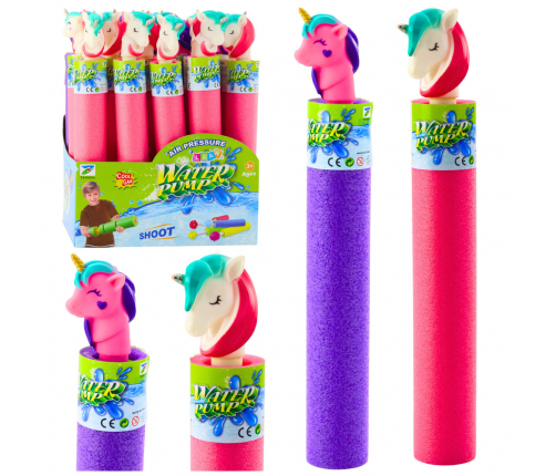 Foam Weapon Pump Water Stick Unicorn Pink Purple 35 cm