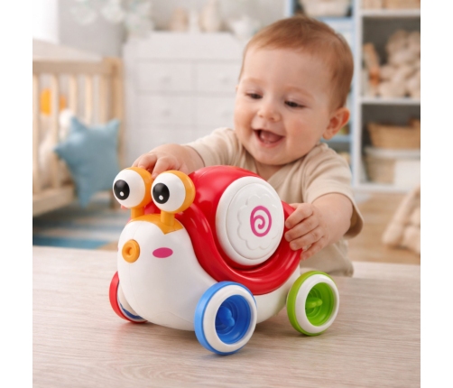 Interactive Snail Riding Drum Musical Educational Red