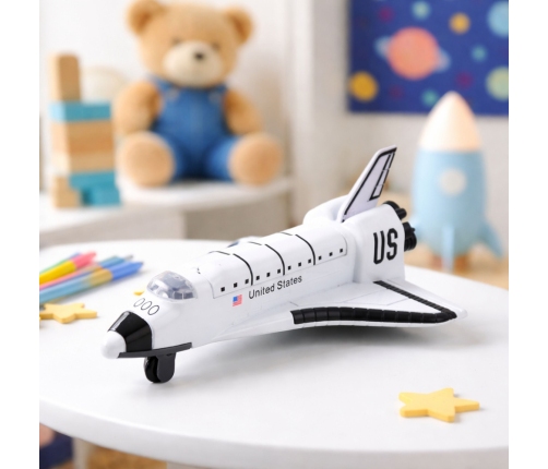 Spaceship Metal Pull-Back Opening White