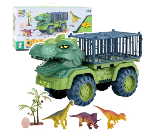 Car Transporter Truck Dinosaurs Figures Green 15 pcs.