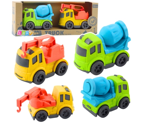 Construction Vehicle Set: Cars, Concrete Mixer, Truck with Hook, BIOPlastic