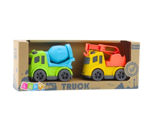 Construction Vehicle Set: Cars, Concrete Mixer, Truck with Hook, BIOPlastic