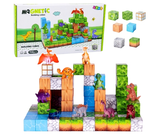 Magnetic Construction Blocks Cubes Square World 3D 114 pcs.