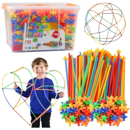 Straws 3D 4D Construction Blocks in a Box, Colorful, 1000 pcs.