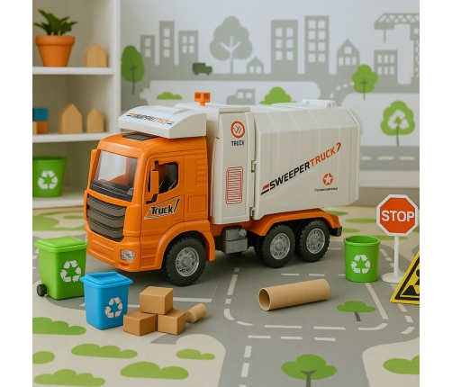 Garbage Truck City Lights Sounds Orange