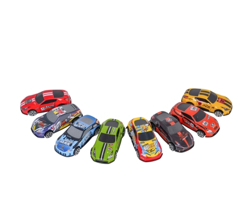 Parking Lot with Cars, 4 Level Track, 8 Metal Vehicles, Stickers