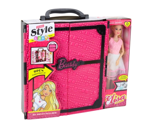 Pink Wardrobe Set for Dolls, Dresses, Shoes, Accessories