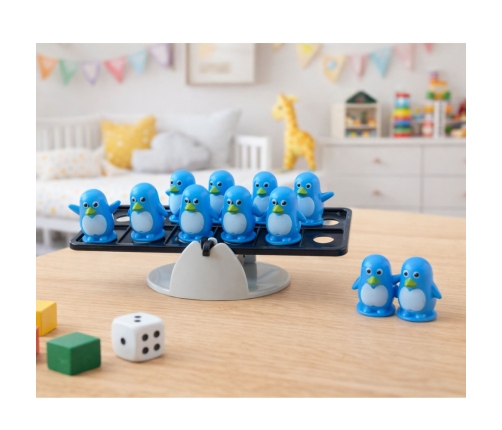 Blue Penguin Balancing Educational Skill Game for Children