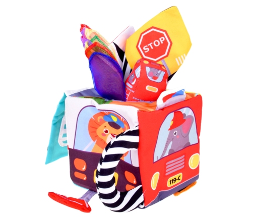 Soft Sensory Cube with Mirror Cars and Road Signs for Toddlers