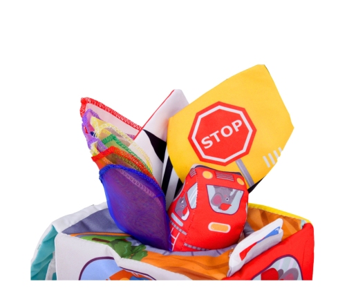 Soft Sensory Cube with Mirror Cars and Road Signs for Toddlers