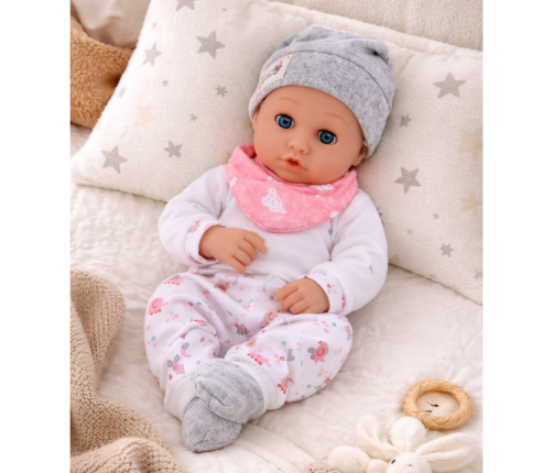 Baby Doll with Feeding Accessories, Bib, Hat, 28 cm