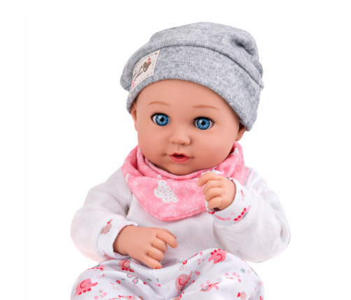 Baby Doll with Feeding Accessories, Bib, Hat, 28 cm