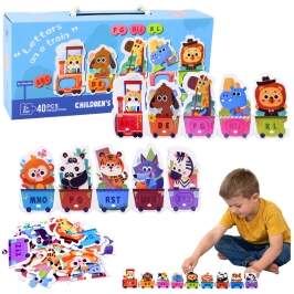 Educational Puzzle For Toddlers Alphabet Train With Animals 40 pcs.
