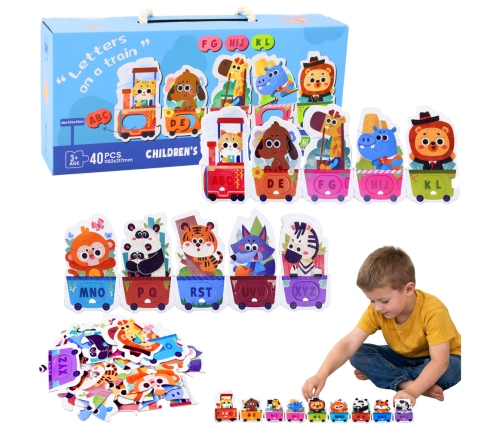 Educational Puzzle For Toddlers Alphabet Train With Animals 40 pcs.