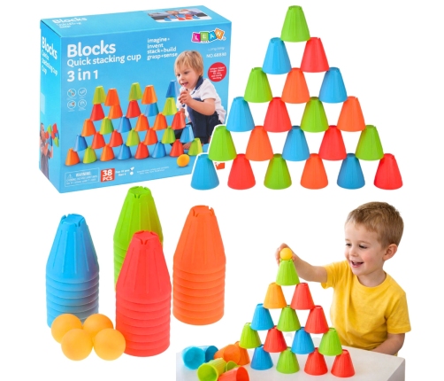 Educational Skill Game Fast Cups 3in1 Balls Cups 38 pcs.