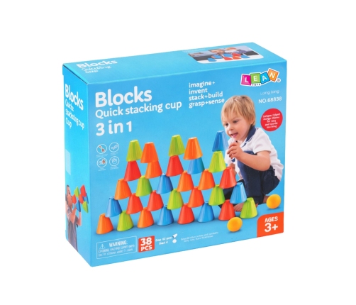 Educational Skill Game Fast Cups 3in1 Balls Cups 38 pcs.