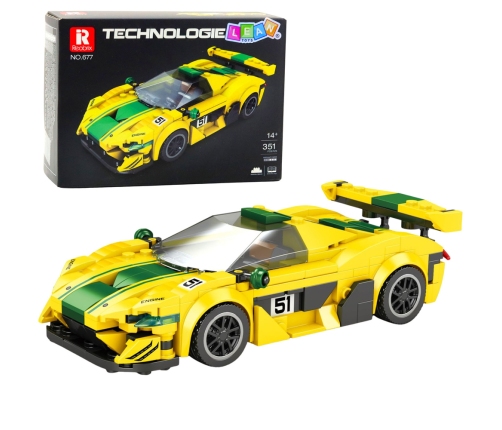 P1 GTR Race Car Construction Set Yellow 351 pcs.