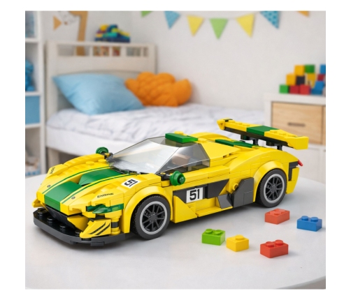 P1 GTR Race Car Construction Set Yellow 351 pcs.