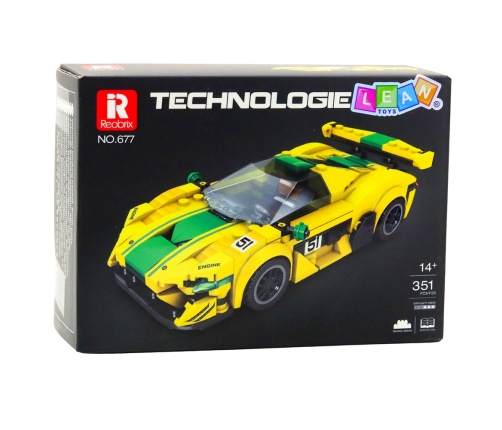 P1 GTR Race Car Construction Set Yellow 351 pcs.