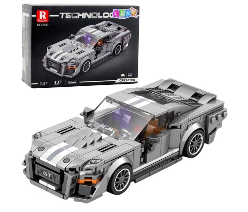 GT500 Car Construction Bricks Set Gray 476 pcs.