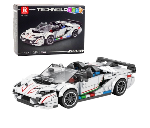 Construction Bricks Sports Car Convertible SVJ White 348 pcs.