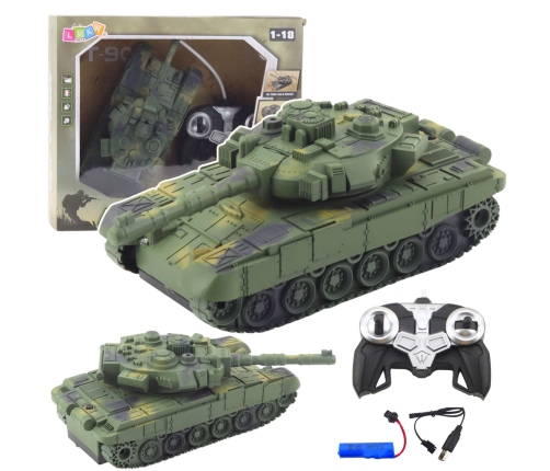 T90 Military Tank Remote Controlled RC Lights Sounds Green 1:18