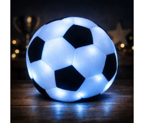 Lightweight Soccer Ball for Throwing and Kicking, Glowing Material, Black and White