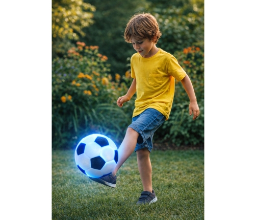 Lightweight Soccer Ball for Throwing and Kicking, Glowing Material, Black and White
