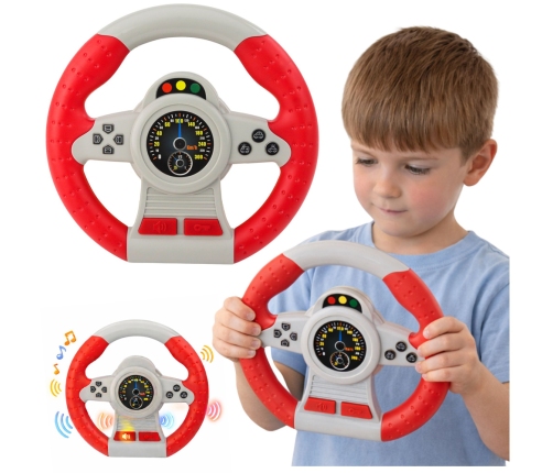 Interactive Steering Wheel Driving Simulator Lights Sounds Red