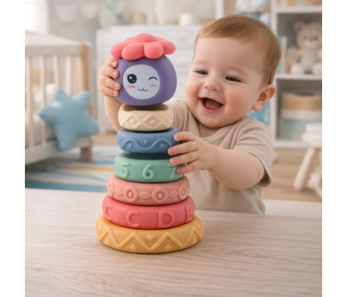 Tower of Soft Blocks Sensory Pyramid Colorful 8 pcs.