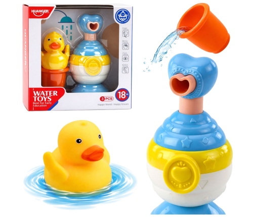 Bath Toy Set Duck Soap Dispenser Cup Blue
