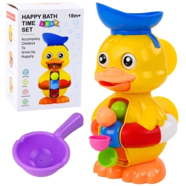 Interactive Bath Toy Duck with Grinder, Suction Cups, and Spoon