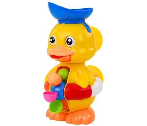 Interactive Bath Toy Duck with Grinder, Suction Cups, and Spoon